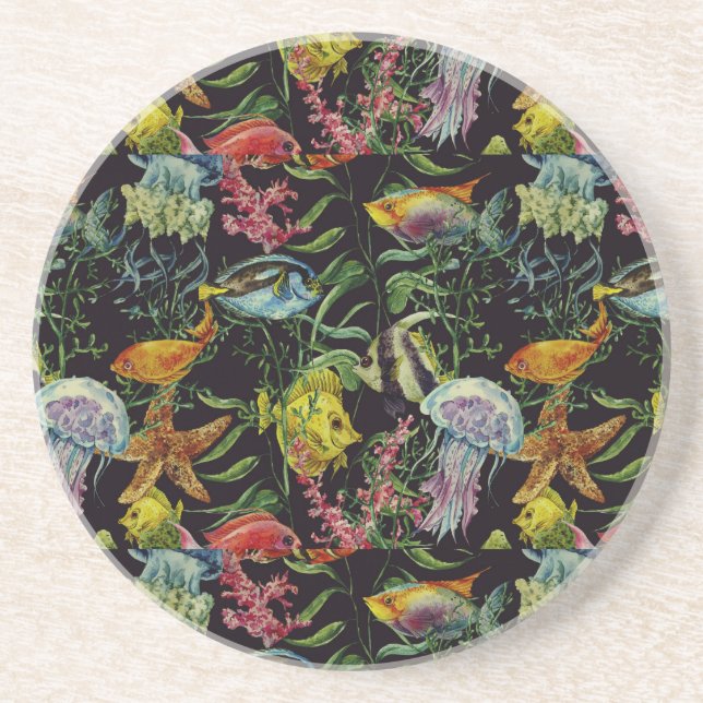 Watercolor Sea Life Pattern 1 Coaster (Front)