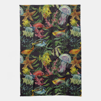 Watercolor Sea Life Pattern 1 Kitchen Towel