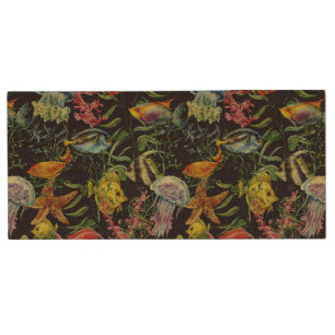 Watercolor Sea Life Pattern 1 Wood Flash Drive