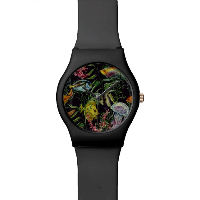 Watercolor Sea Life Pattern 1 Wrist Watch (Close Up)