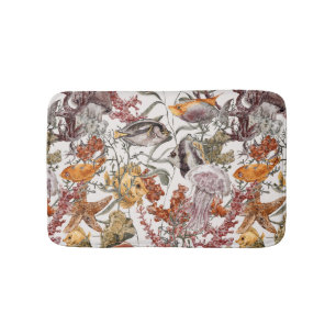 Watercolor Sea Life Pattern 2 Bath Mat