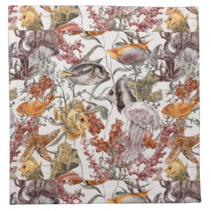 Watercolor Sea Life Pattern 2 Cloth Napkin