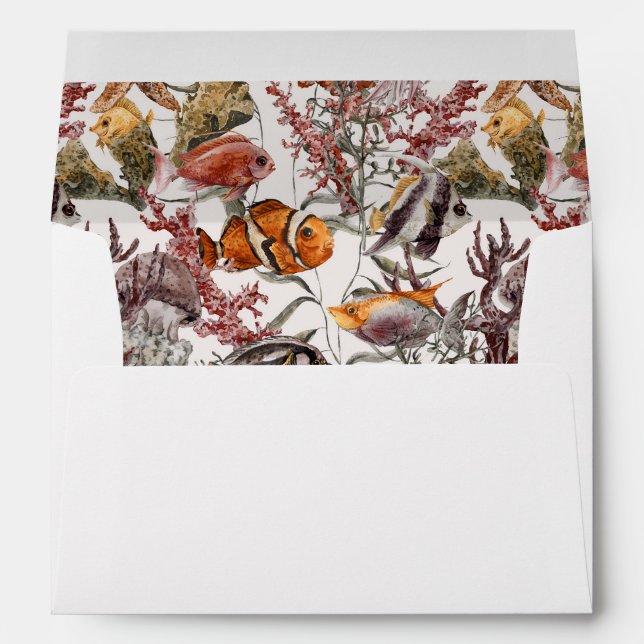 Watercolor Sea Life Pattern 2 Envelope (Back (Bottom))