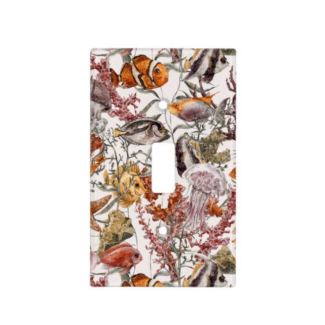Watercolor Sea Life Pattern 2 Light Switch Cover (Front)