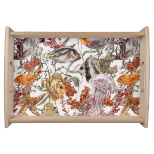 Watercolor Sea Life Pattern 2 Serving Tray