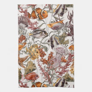 Watercolor Sea Life Pattern 2 Towel