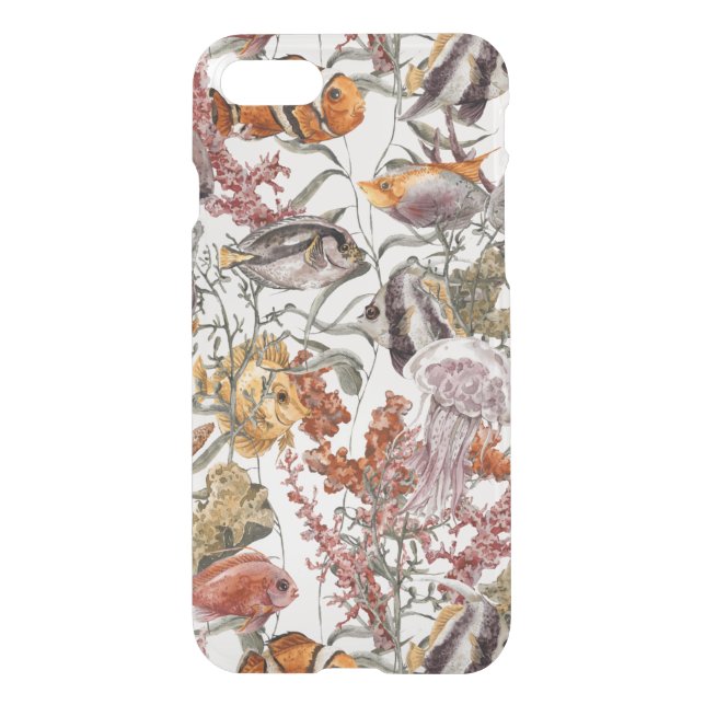 Watercolor Sea Life Pattern 2 Uncommon iPhone Case (Back)