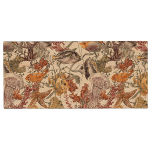 Watercolor Sea Life Pattern 2 Wood USB Flash Drive