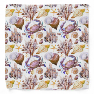 Watercolor Sea Life Pattern 4 Bandana