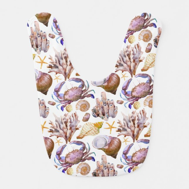 Watercolor Sea Life Pattern 4 Bib (Front)