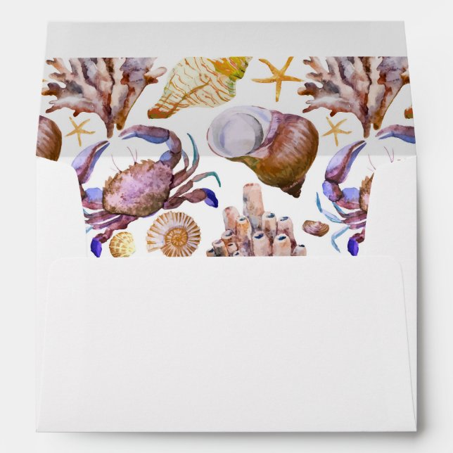Watercolor Sea Life Pattern 4 Envelope (Back (Bottom))