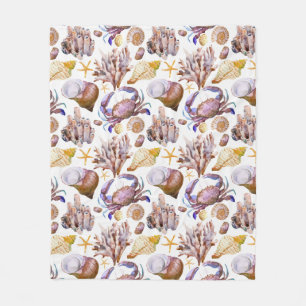 Watercolor Sea Life Pattern 4 Fleece Blanket