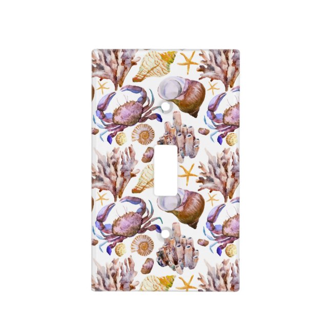 Watercolor Sea Life Pattern 4 Light Switch Cover (Front)