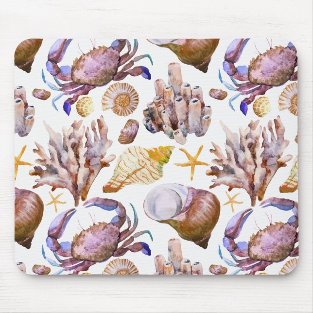 Watercolor Sea Life Pattern 4 Mouse Pad (Front)