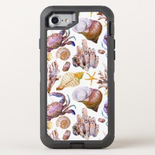 Watercolor Sea Life Pattern 4 OtterBox Defender iPhone SE/8/7 Case