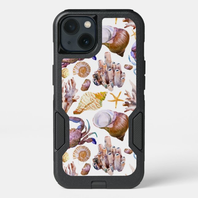 Watercolor Sea Life Pattern 4 Otterbox iPhone Case (Back)