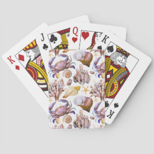 Watercolor Sea Life Pattern 4 Poker Cards