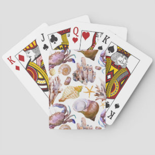 Watercolor Sea Life Pattern 4 Poker Cards