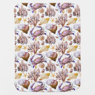 Watercolor Sea Life Pattern 4 Swaddle Blanket
