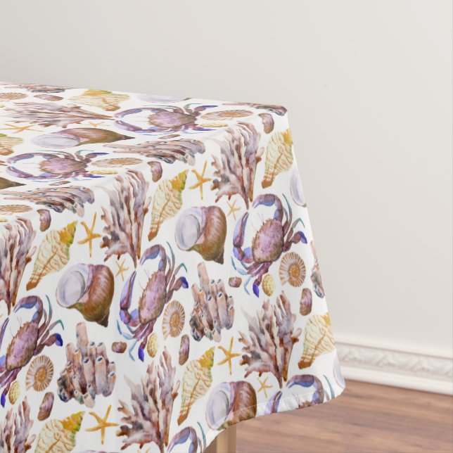 Watercolor Sea Life Pattern 4 Tablecloth (In Situ)