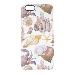 Watercolor Sea Life Pattern 4 Clear iPhone 6/6S Case