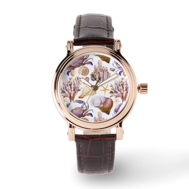 Watercolor Sea Life Pattern 4 Watch (Front)
