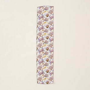 Watercolor Sea Life Pattern Scarf