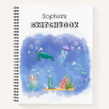 Watercolor Sea Life Personalized Sketchbook