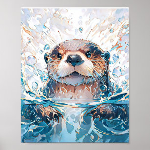 Watercolor Sea Otter Art Poster