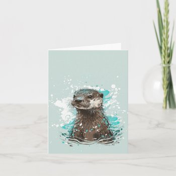 Watercolor Sea Otter Note Card by HolidayBug at Zazzle