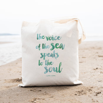 Watercolor Sea Quote Tote Bag by RedwoodAndVine at Zazzle