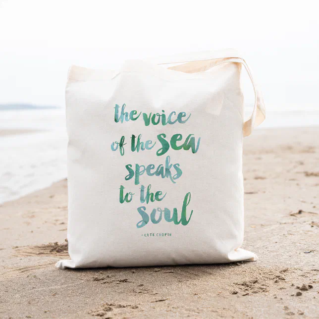 Watercolor Sea Quote Tote Bag
