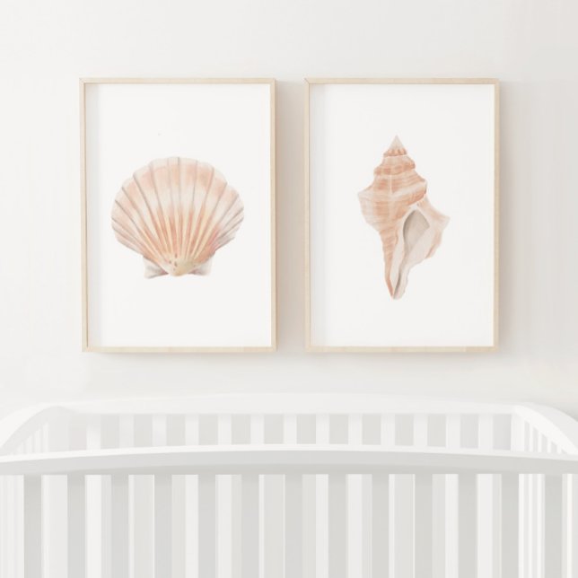 Watercolor Sea Shell Beach Decor Wall Art Sets (Creator Uploaded)