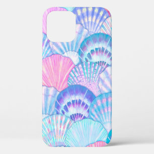 Watercolor sea shell seamless pattern. Hand drawn  iPhone 12 Case