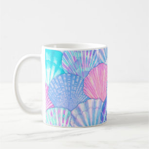 Watercolor sea shell seamless pattern. Hand drawn Coffee Mug
