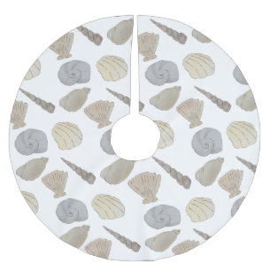 Watercolor Sea Shells Brushed Polyester Tree Skirt