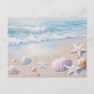 Watercolor Sea Shells Coastal Art Postcard