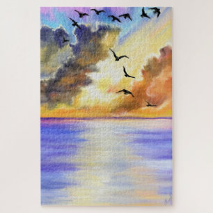 Watercolor Sea Sunset Puzzle