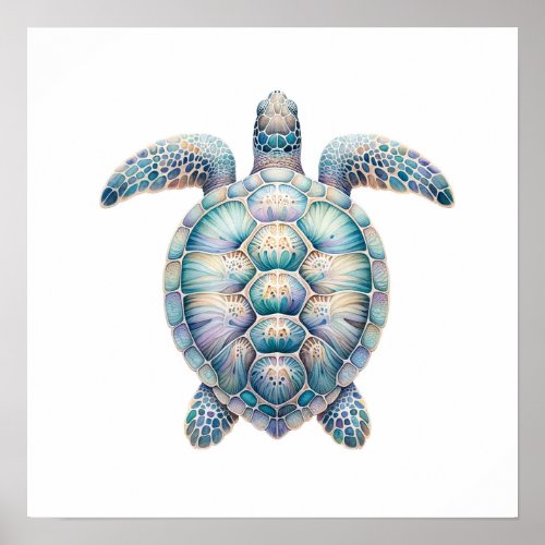 Watercolor Sea Turtle Art Poster