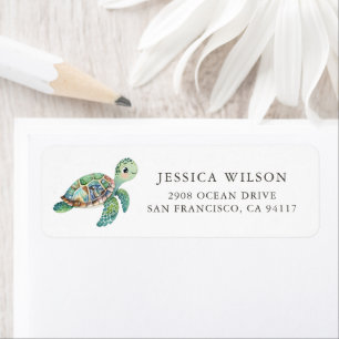 Watercolor Sea Turtle Baby Shower Address Label