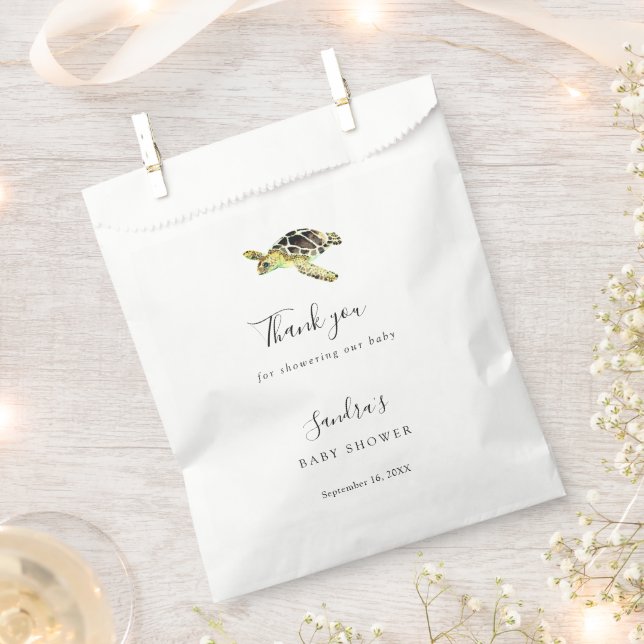 Watercolor Sea Turtle Baby Shower Custom Favor  Bag (Clipped)