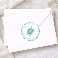 Watercolor Sea Turtle Beach Return Address