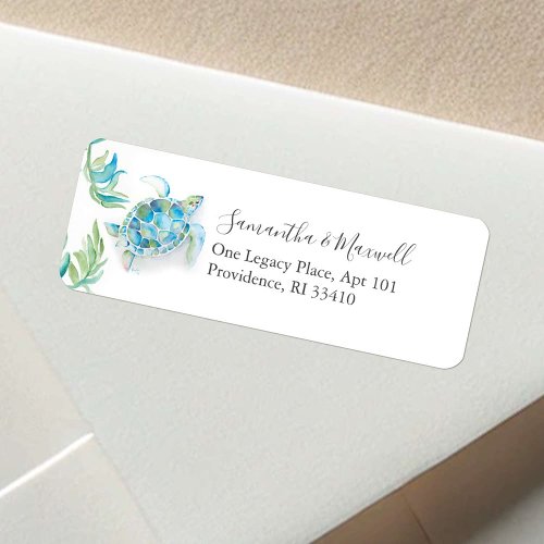 Watercolor Sea Turtle Beach Return Address Label