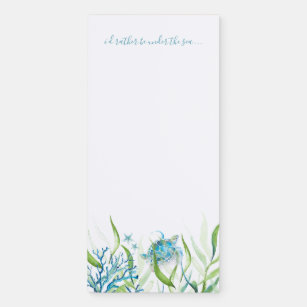 Watercolor Sea Turtle Beach Stationery Magnetic Notepad