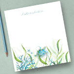 Watercolor Sea Turtle Beach Stationery Notepad<br><div class="desc">Cute and coastal, this tropical stationery features the words "I'd rather be under the sea" in blue script typography. It can be personalized with your family name or monogram in a hand lettered script typography. It is designed using a replica of my original watercolor sea turtle in shades of turquoise...</div>