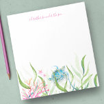 Watercolor Sea Turtle Beach Stationery Notepad<br><div class="desc">Cute and coastal, this tropical stationery features the words "I'd rather be under the sea" in pink script typography. It can be personalized with your family name or monogram in a hand lettered script typography. This notepad is designed using a replica of my original watercolor sea turtle in shades of...</div>