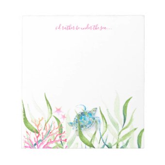 Watercolor Sea Turtle Beach Stationery Notepad | Zazzle