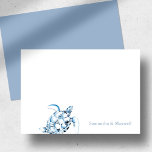 Watercolor Sea Turtle Blue Personalized Note Card