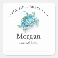 Watercolor Sea Turtle Bookplate