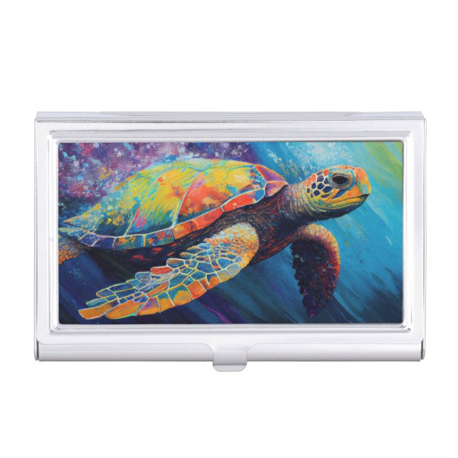 Watercolor Sea Turtle Business Card Case (Front)